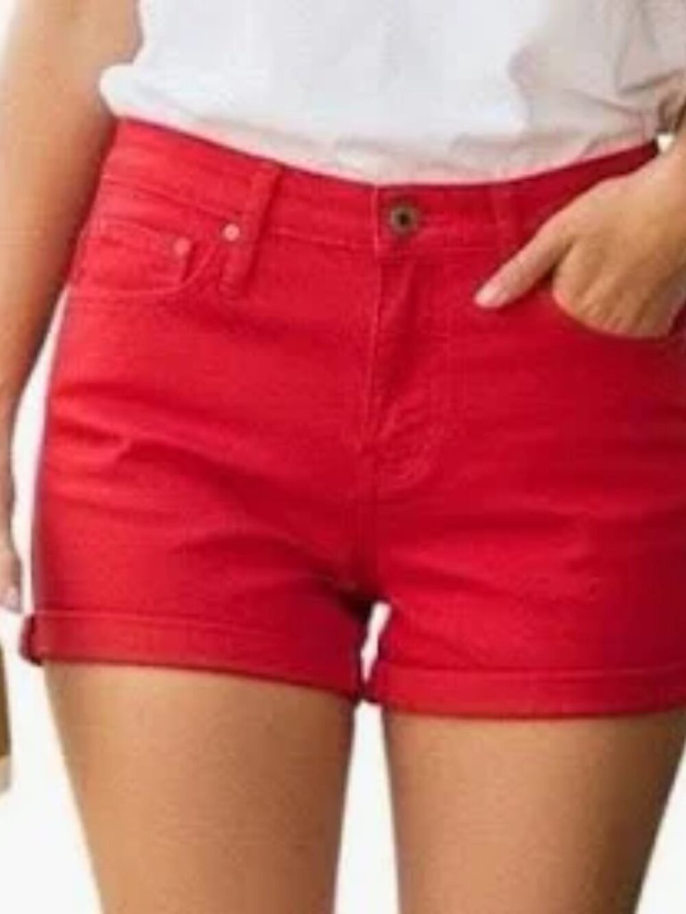Bright Red Women’s FADED GLORY Denim Jean Shorts Womens Size 14